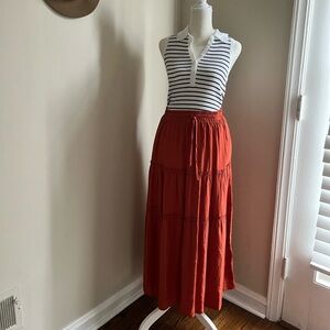 Burnt Orange Midi Skirt